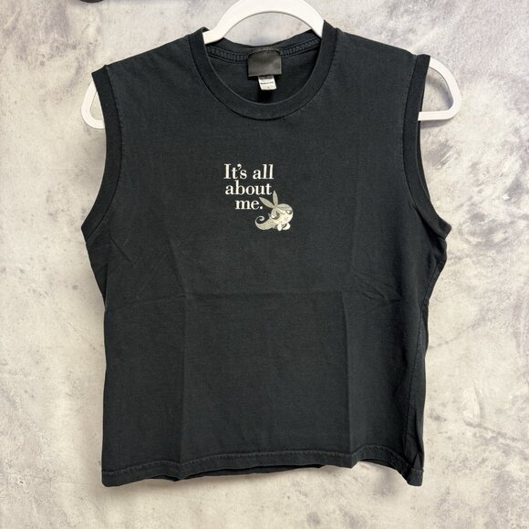 Vintage PowerPuff Girl Tank Top Shirt Juniors Large Black Its All About Me USA - Picture 2 of 10